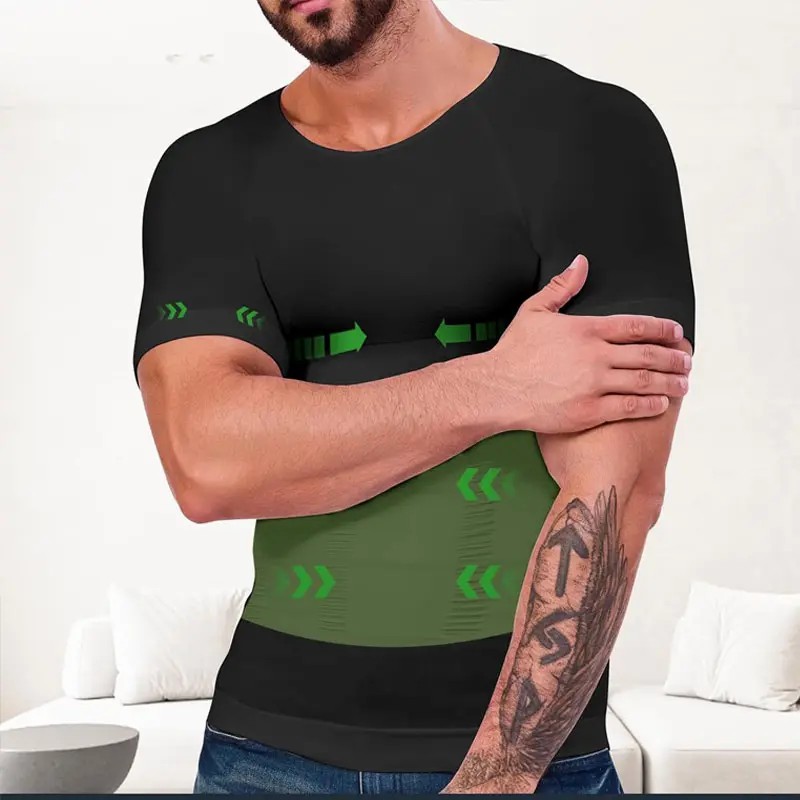 Men Shaping Shirts Body Shaper,Men Short Sleeve Shirt