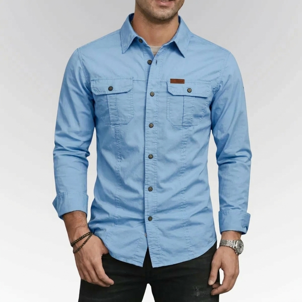 Men's Long Sleeve Workwear Shirt Outdoor Casual Versatile Top