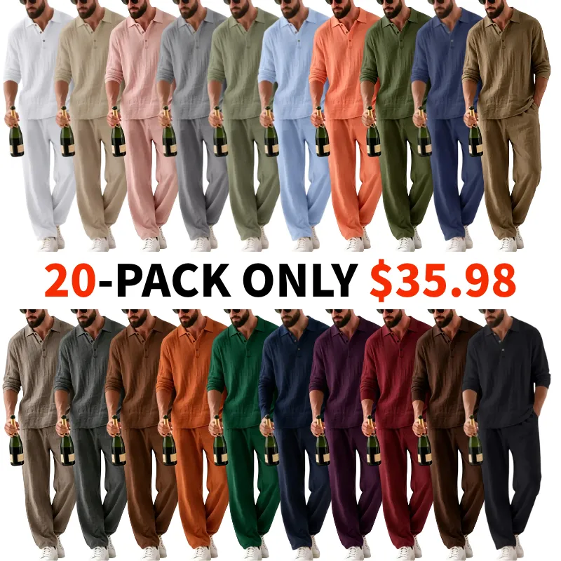🔥Men's Linen Polo Casual Set