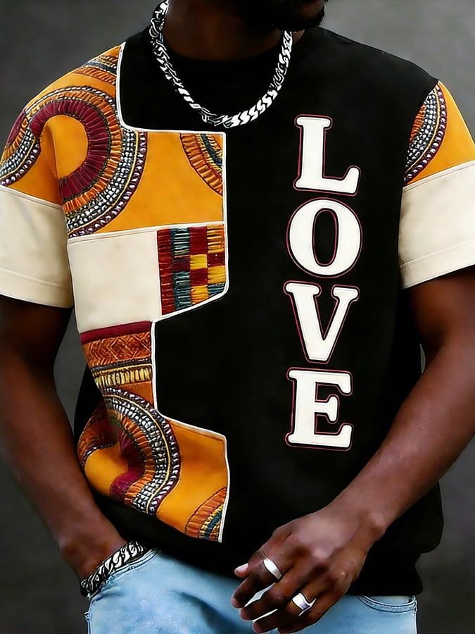 Men'S Casual Black Pride Print Short-Sleeved T-Shirt