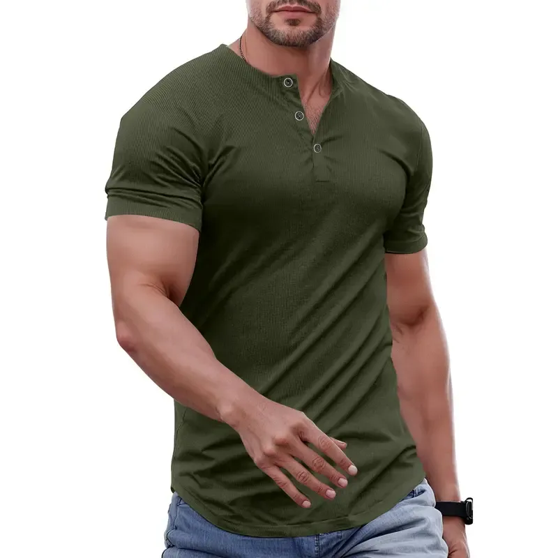 🔥2026 Flash Sale🔥Men's Muscle Slim Fit Button Henley Shirt