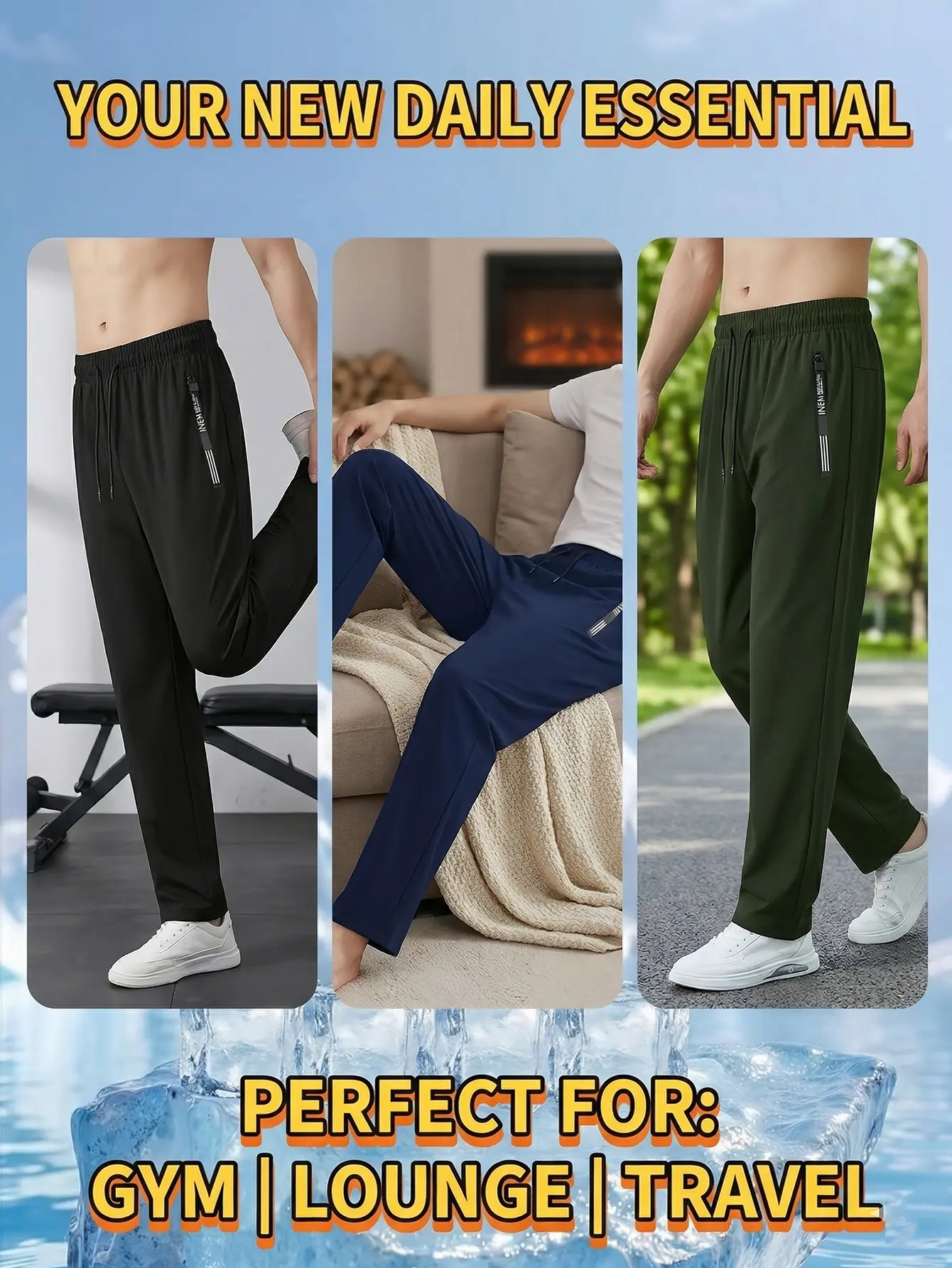 Men's Ice Silk Joggers – Breathable, Medium-Stretch Fabric
