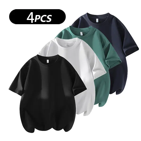 Men's 3PCS 100% cotton Crew Neck T-Shirts Set - Soft Loose Fit Navy Gray Black Tees for Casual Daily Wear