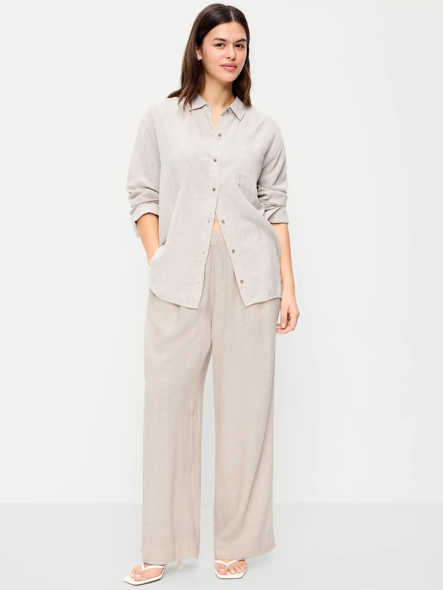 Old Navy Women's High-Waisted Linen-Blend Wide-Leg Pants