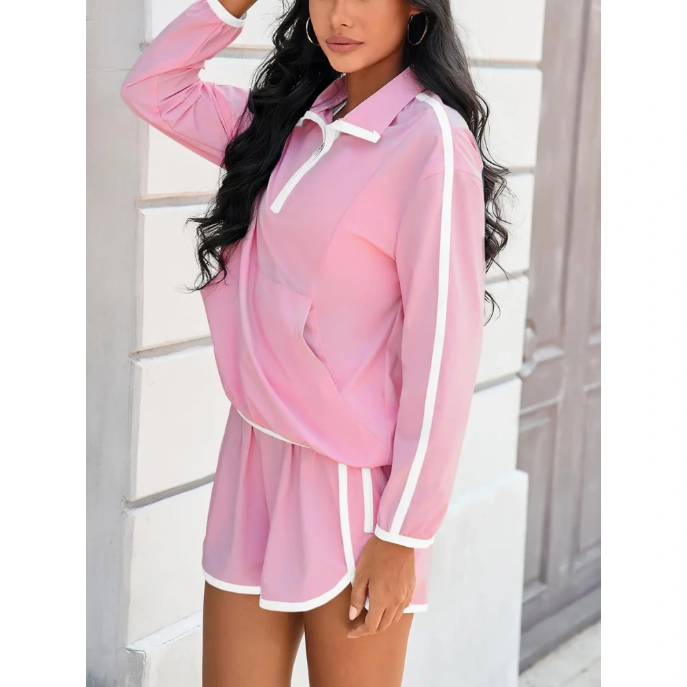 Long Sleeve Pullover & Shorts Casual Outfit