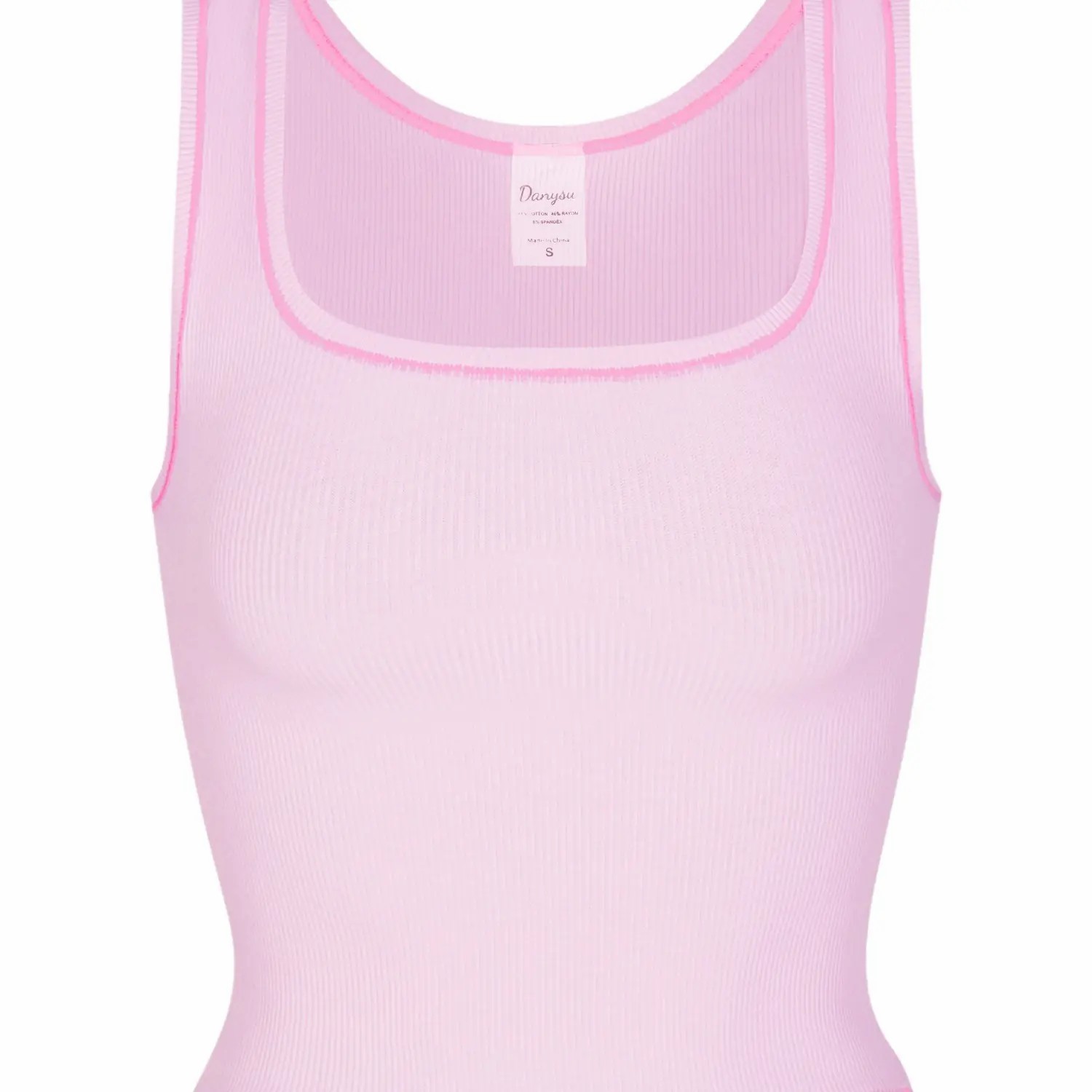 Women Rib Tank Top Padded Workout Top Square Neck Crop Tank Fitted Basic Cami Tops