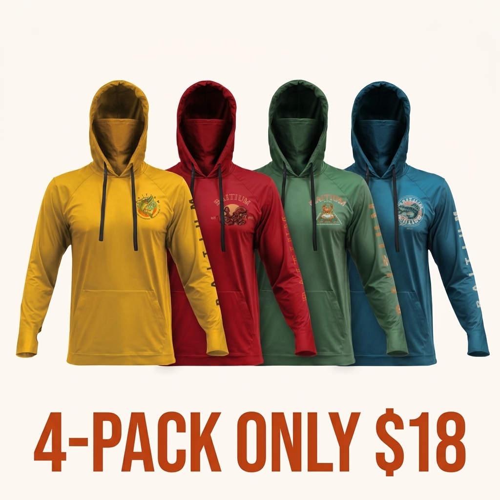 Fishing & Construction Shirt — UPF 50 Sun Protection Long-Sleeve Hoodie (With Built-in Neck Gaiter)