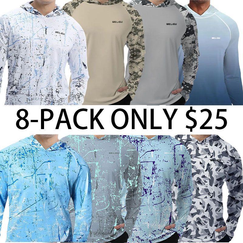 Men's UPF 50+ Sun Protection Hoodie Shirt Long Sleeve SPF Fishing Outdoor UV Hiking Lightweight Shirts