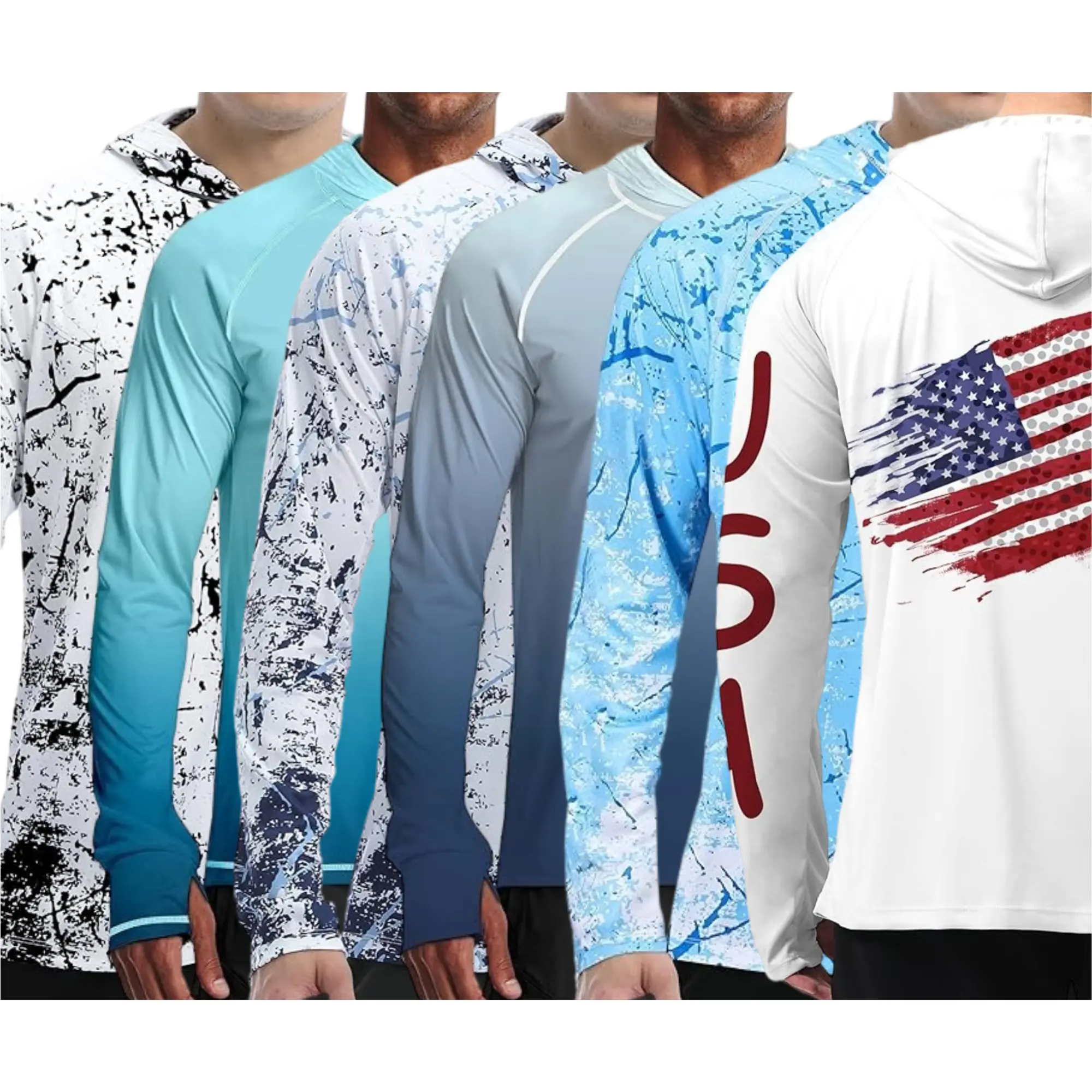 Men's UPF 50+ Sun Protection Hoodie Shirt Long Sleeve SPF Fishing Outdoor UV Hiking Lightweight Shirts
