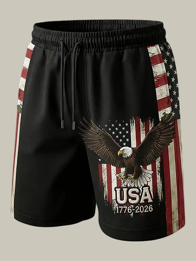 Neutral Casual American Founding Celebration Flag Personalized Printed Shorts