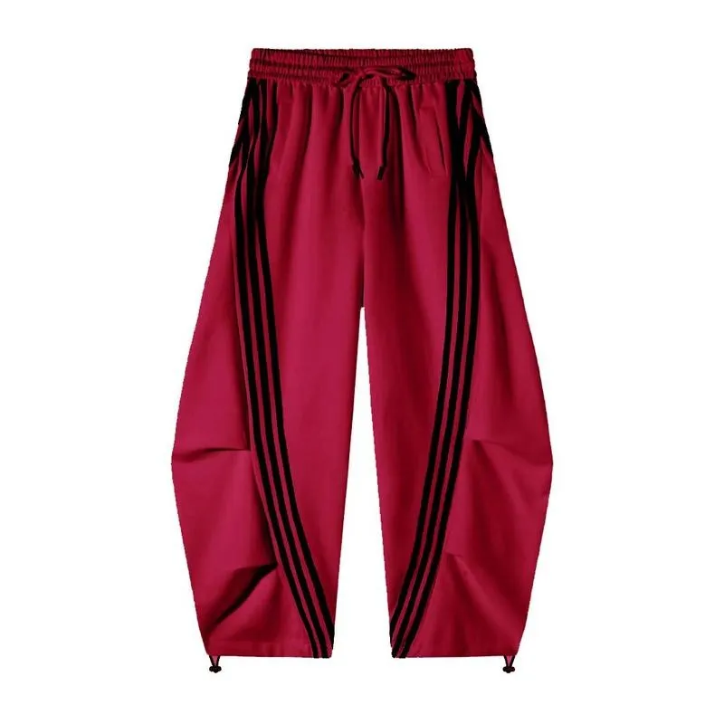 Loose Wide Leg Striped Track Pants Women's Casual Streetwear Joggers
