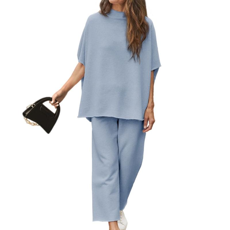 Women's Batwing Sleeve Capelet & Wide Leg Pants Lounge Set