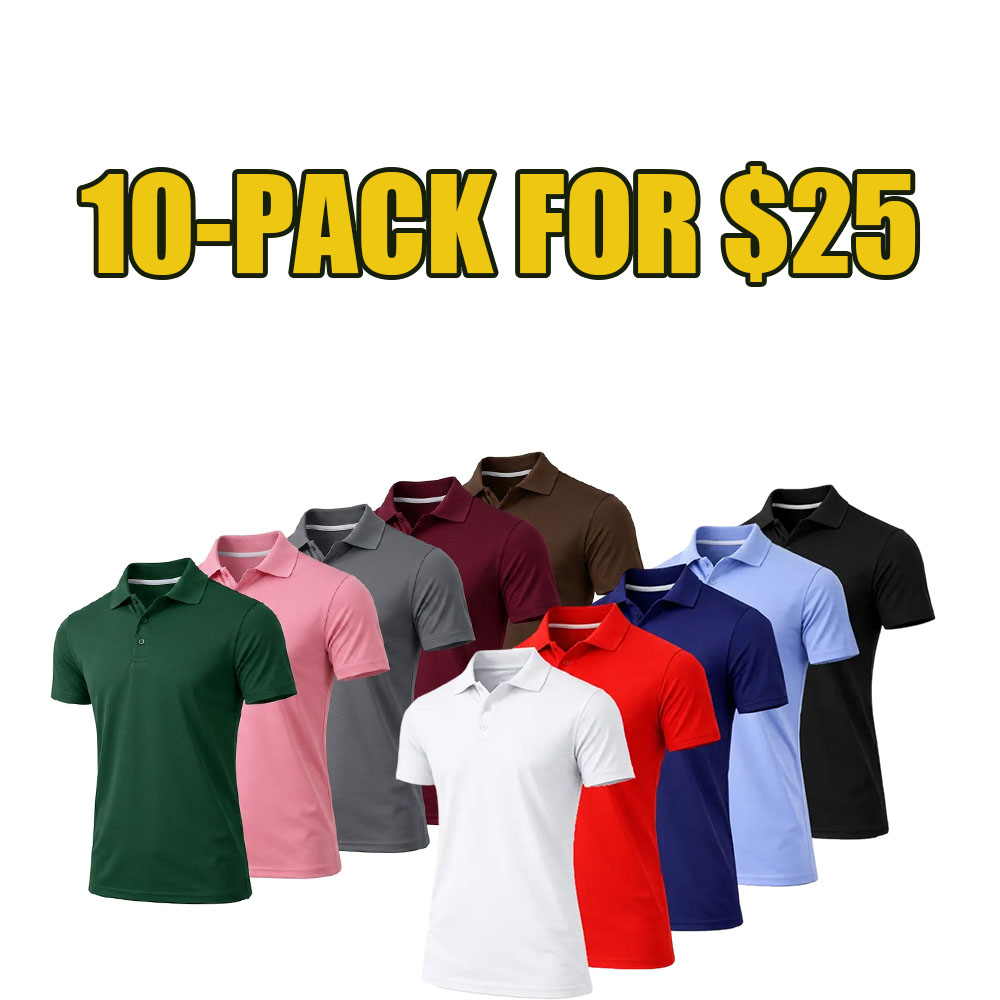 Men’s 10-Pack Performance Polo Shirts