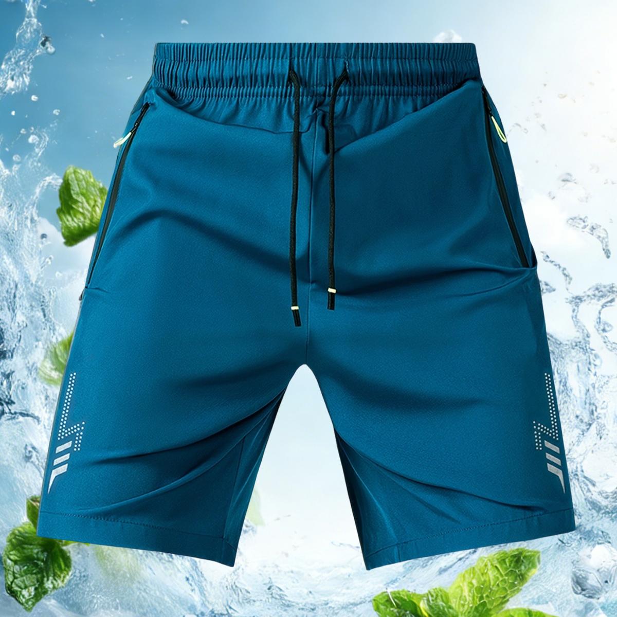 Men's / Unisex Fashion Sports Shorts — Reflective Geometric Print, Drawstring Waist, Side Zip Pockets