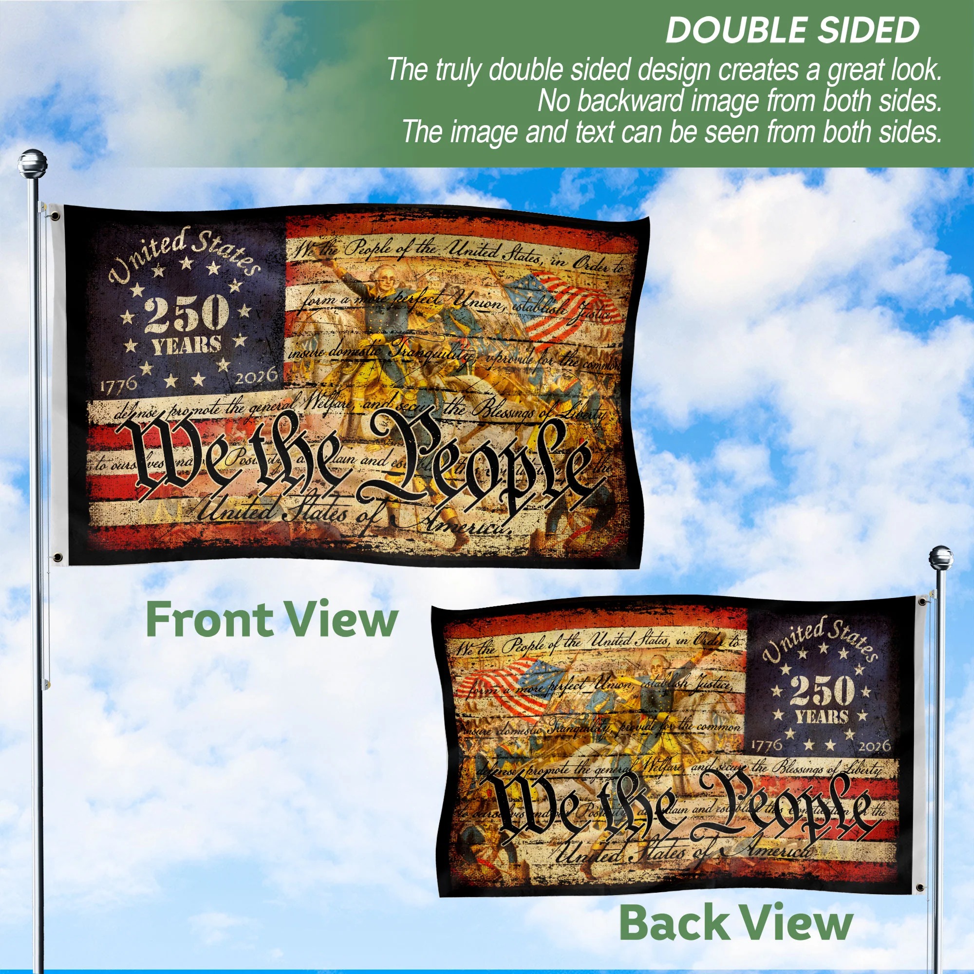 250 Years of Freedom “We The People” Double-Sided House Flag – Patriot