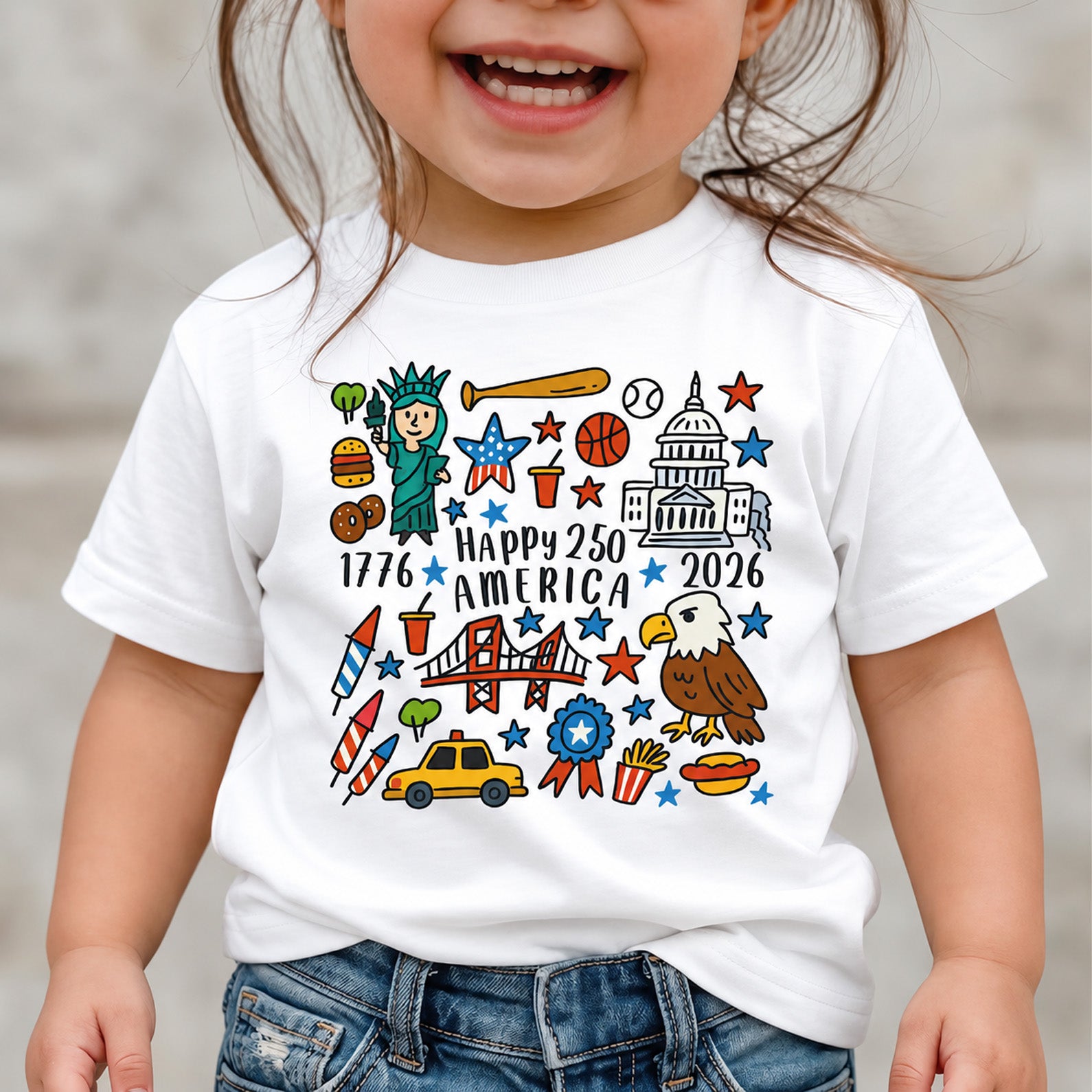 Happy 250 Years Anniversary Kids T-Shirt, 1776-2026 USA Patriotic Tee, America 250th Anniversary Shirt 685104 WFD