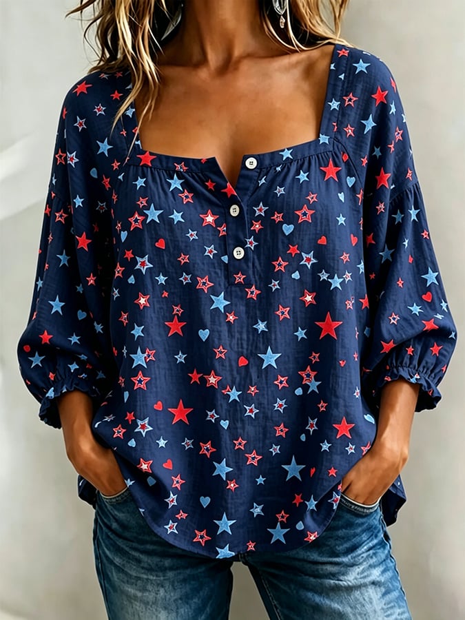 Women's 250th Anniversary  Flower Art  Print Top
