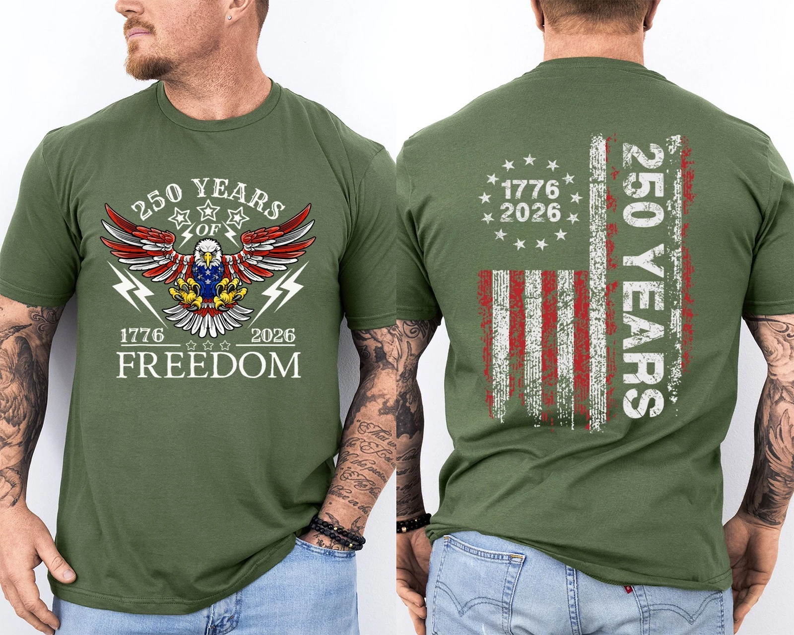 Men'S Casual American 1776-2026 Anniversary Printed Short Sleeved T-Shirt