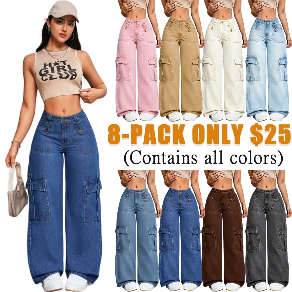 Women's Stretchy Multi-Pocket Straight Leg Jeans