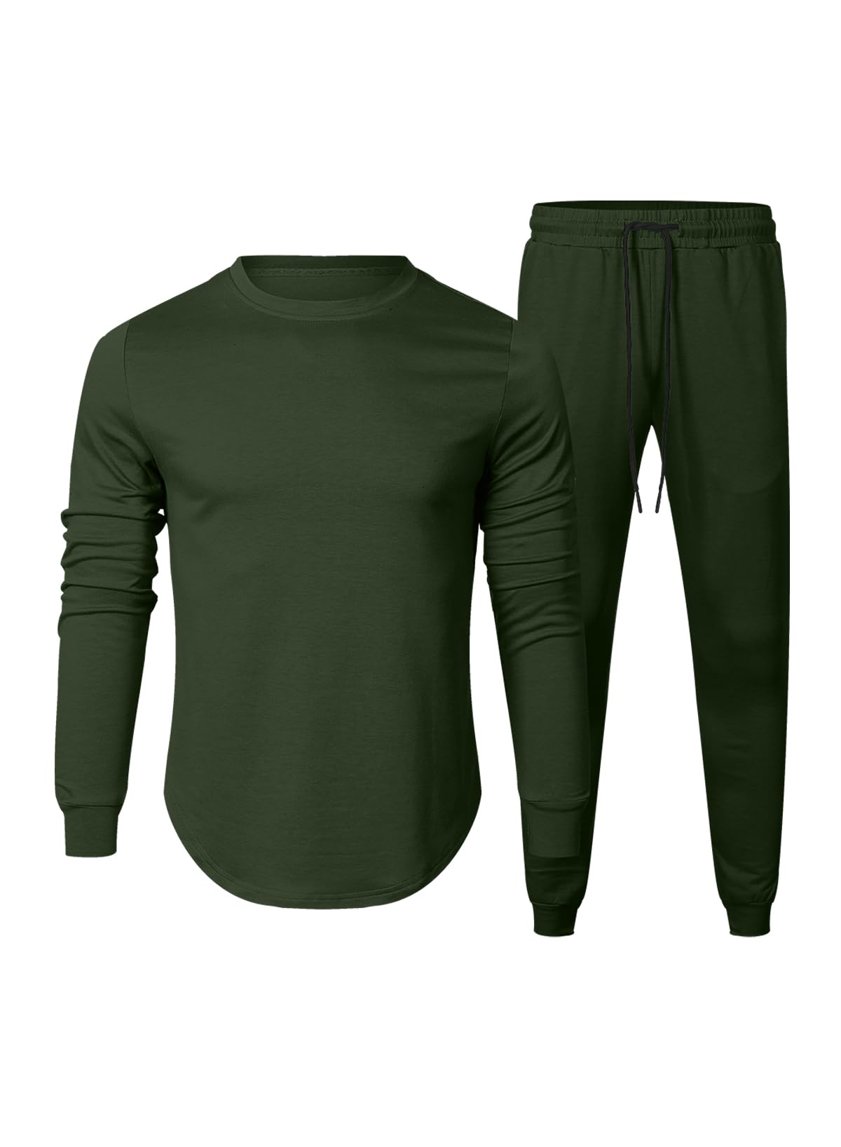 Men's 2 Piece Outfits Solid Color Cotton Pullover Sweatshirt Tracksuit & Joggers Sweatpants Sweatsuit Set