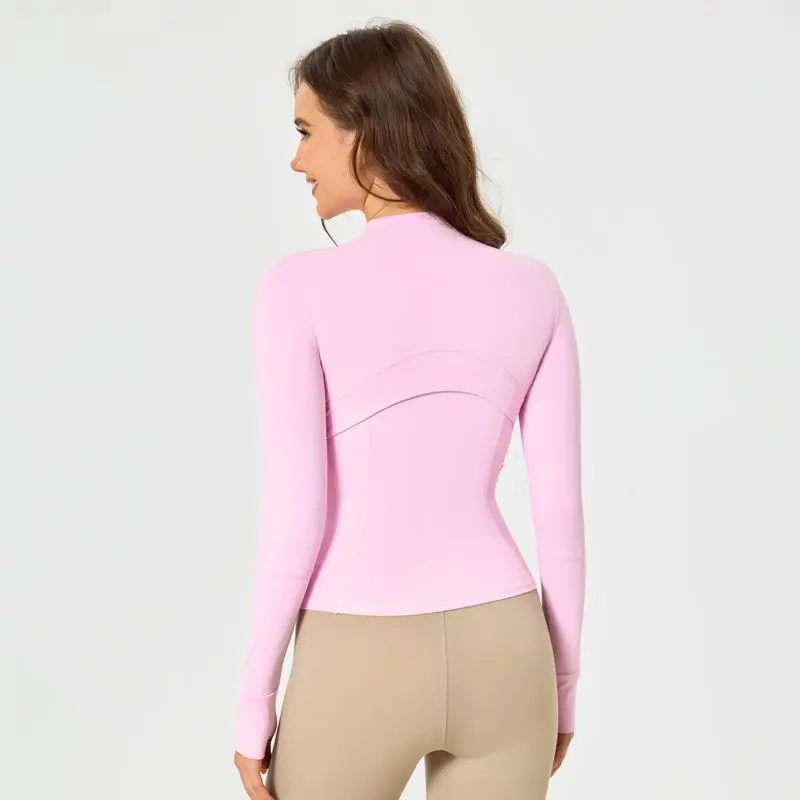 Women's Solid Color Zip Up Sports Pockets BBL Jacket