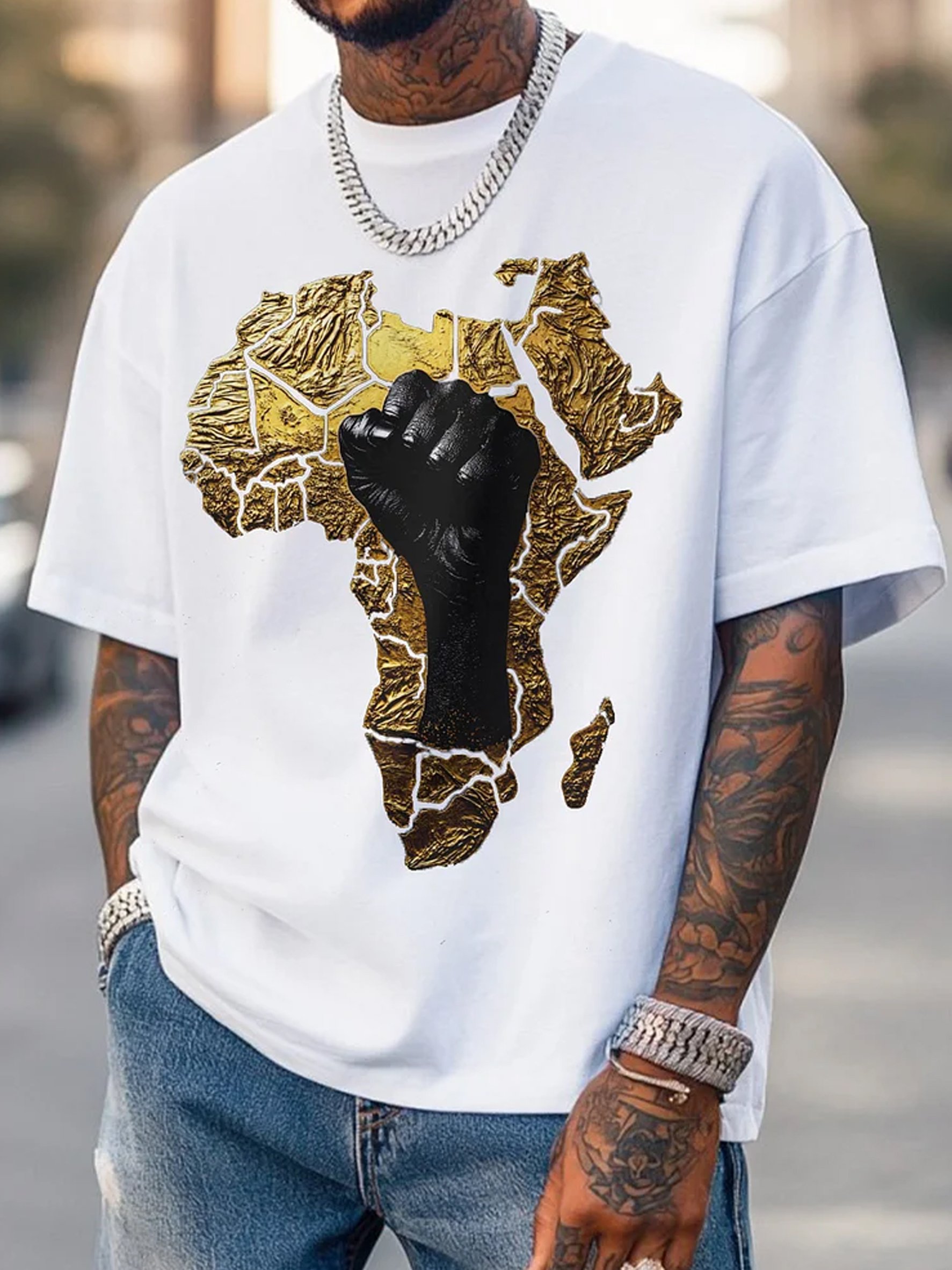 Men's Retro African Culture Print Casual Top