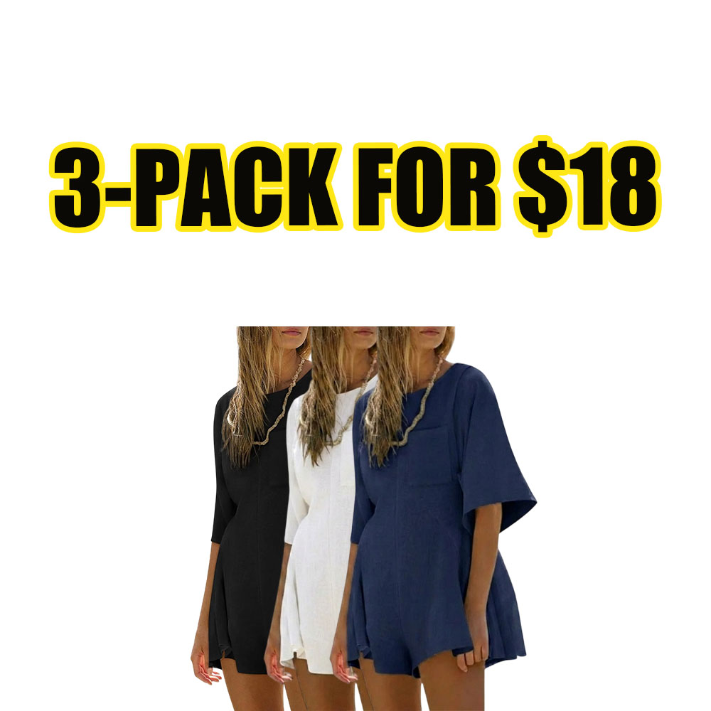 Everyday Ease Loose Fit Crew Neck Jumpsuit with Pockets – Spring & Summer Casual One-Piece Outfit