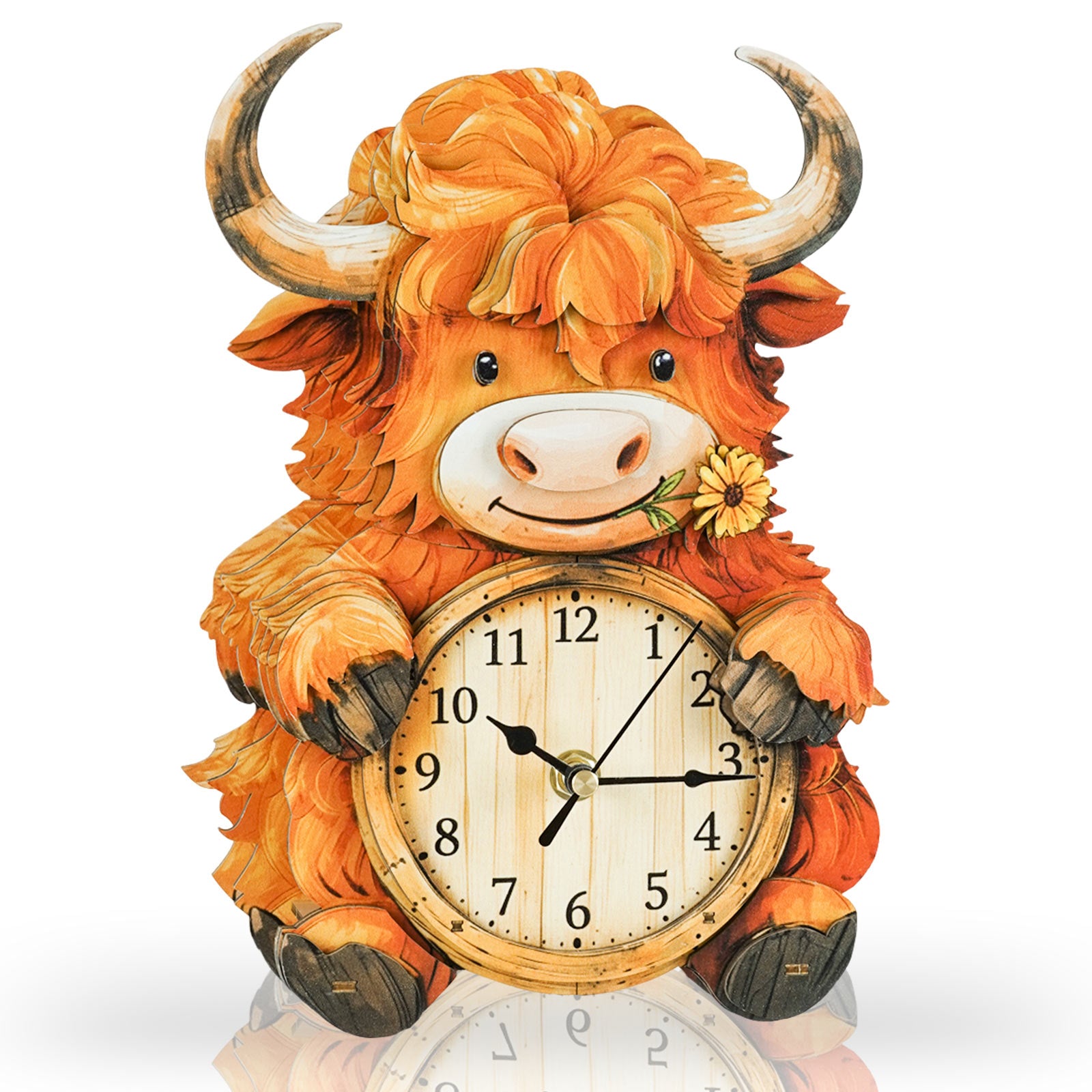 Highland Cattle DIY Wooden Clock, 3D Puzzle Craft Kit