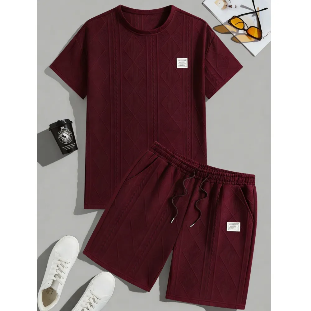 Men's Casual Sports Suit 2-Piece texture Set
