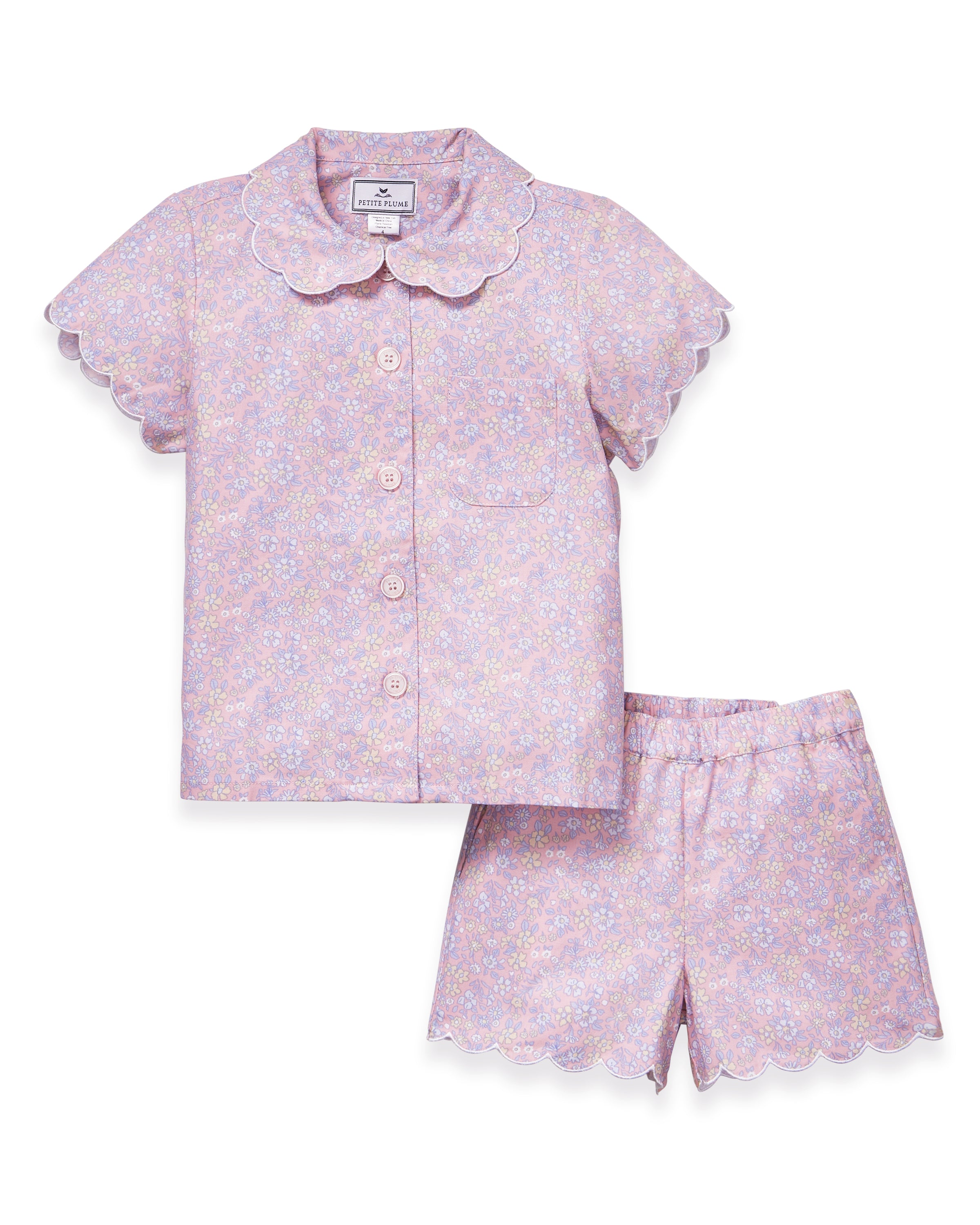Kid's Twill Colette Short Set in Fleur Blush