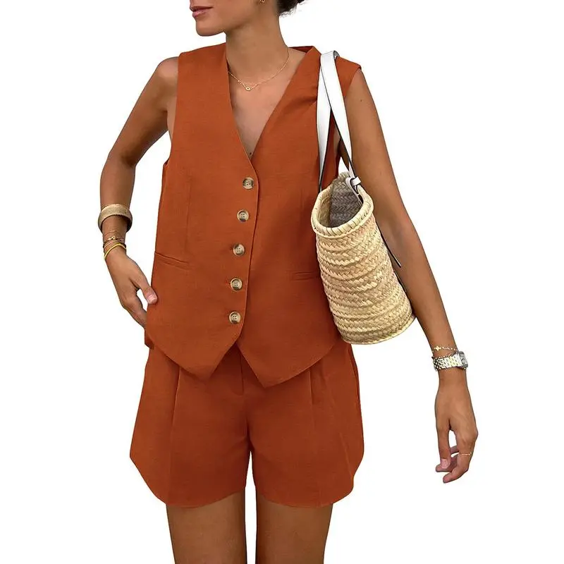Women's Sleeveless V Neck 2-Piece Outfit (Just $3 a set!)