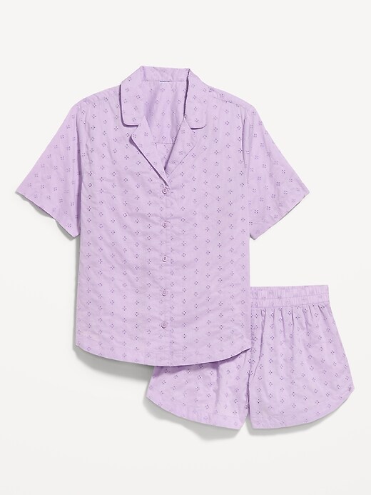 Classic Eyelet Sleep Short Set  Fresh Lilac