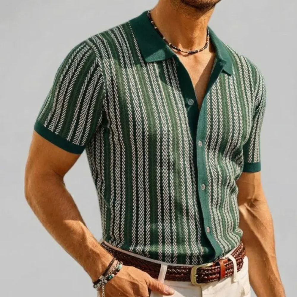 Men's Retro Button- Sweater Non-Stretch Shirt
