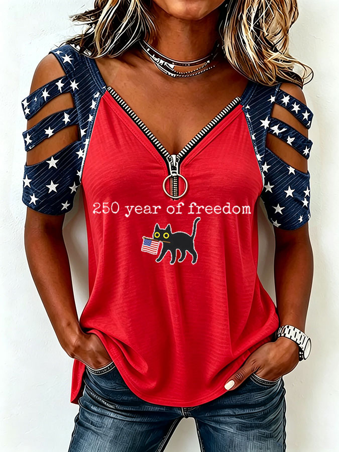 Women's America Flag Print Casual Top