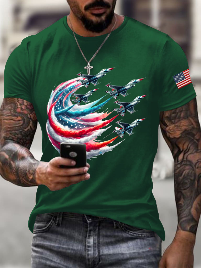 Men'S American Flag Jet Fighter T-Shirt