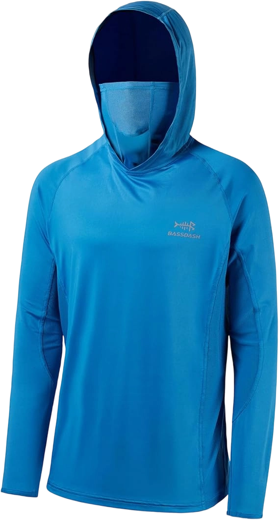 ☀️☀️UPF 50+ Men’s Long Sleeve Fishing Shirt with Mask UV Neck Gaiter Hoodie