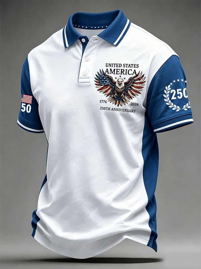 American 250th Anniversary Art Print Casual Men's Polo Shirt