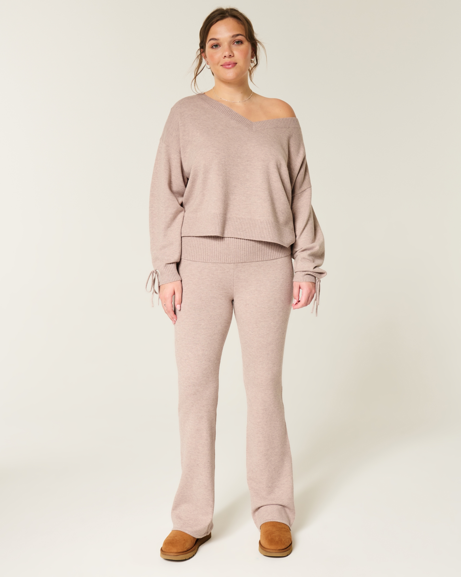 Gilly Hicks Sweater-Knit Foldover Waist Boot Pants