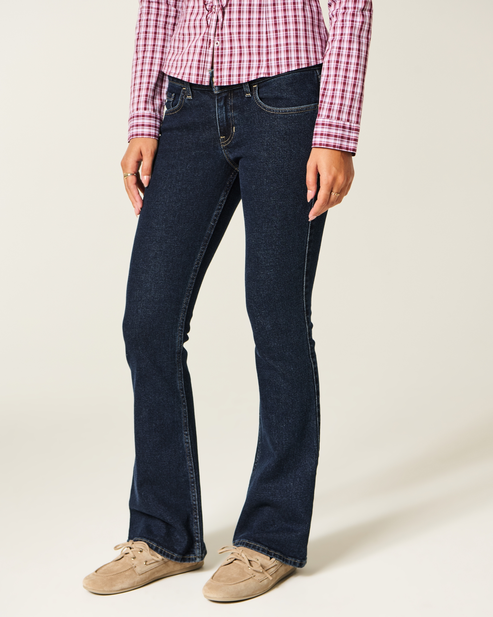 Low-Rise Dark Wash Embroidered Bootcut Jeans
