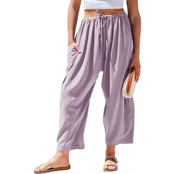 Womens Linen Wide Leg Pants