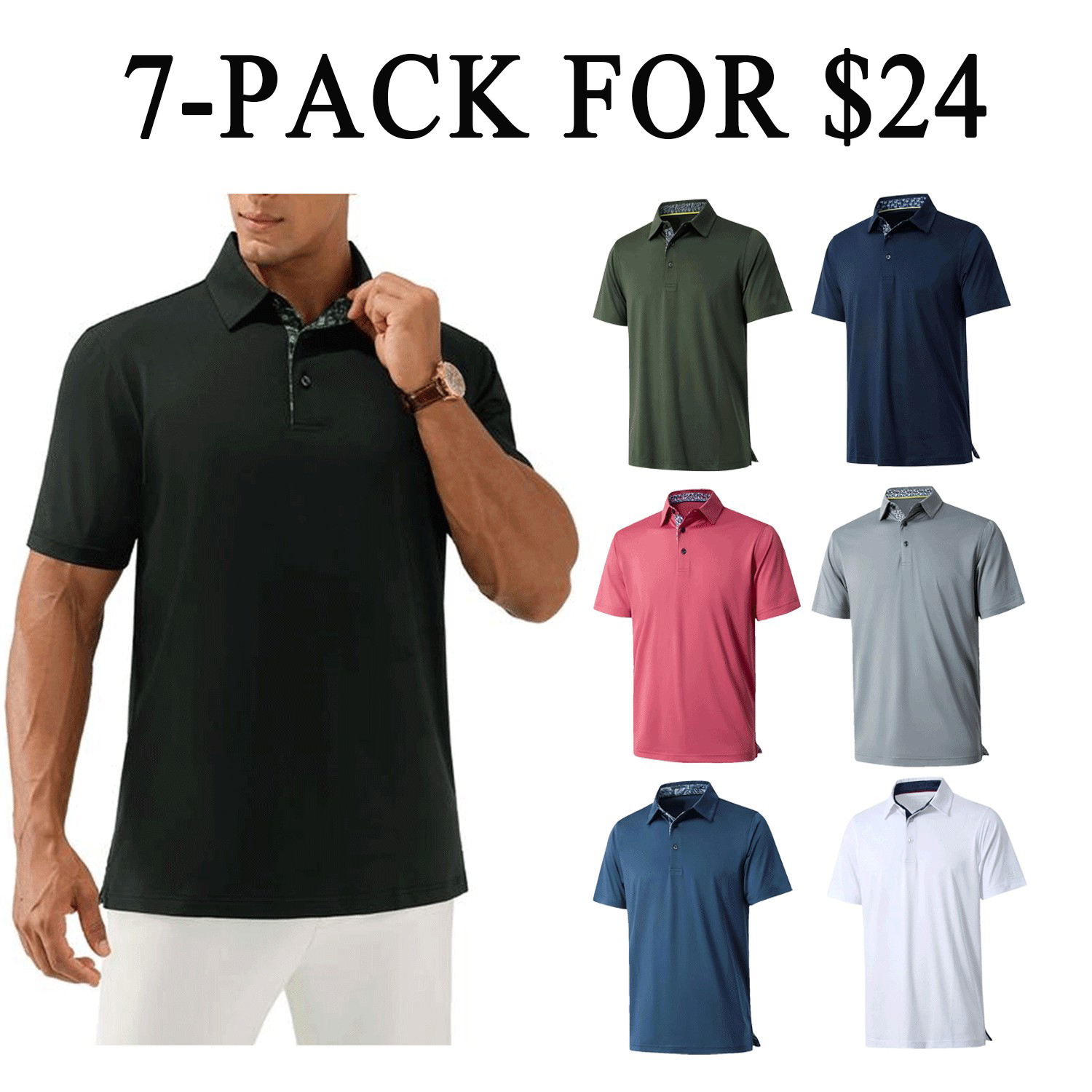 Men’s Performance Polo Shirt – Breathable Stretch Short Sleeve Casual Fit