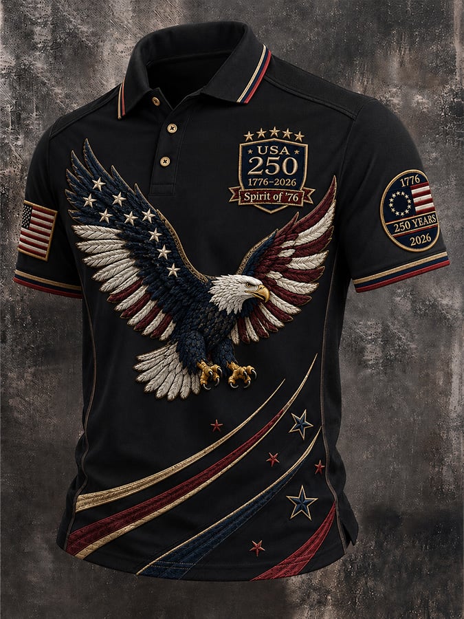 Men's Casual USA 250th Anniversary Print Polo Shirt