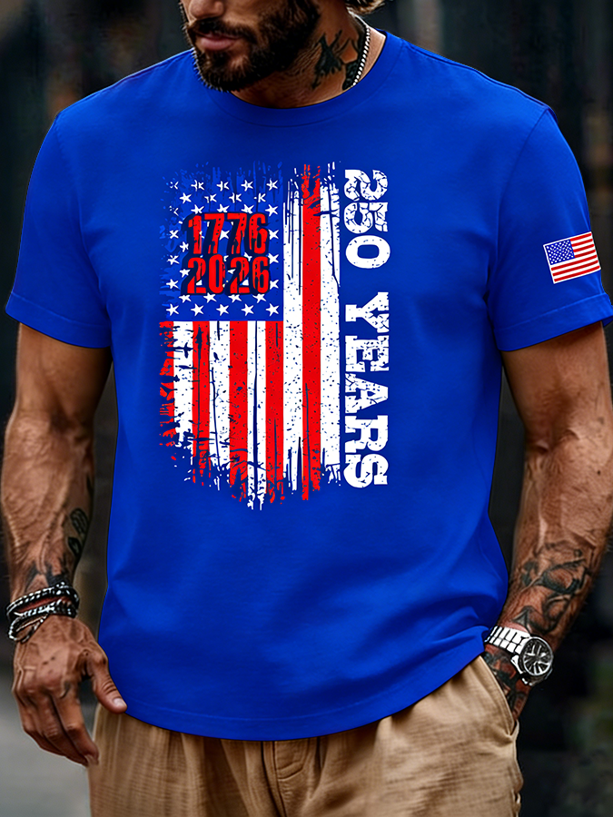 Men's 1776-2026 250 Years Distressed American Flag T-Shirt