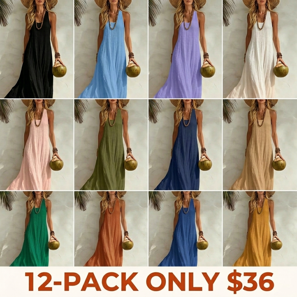 Women's long summer dress with a bohemian beach-vacation vibe.