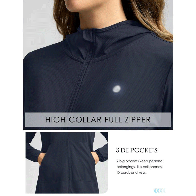 Women’s UPF 50+ Sun Protection Zip-Up Beach Cover-Up Hoodie Dress