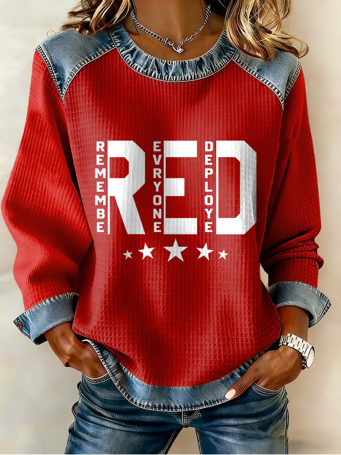 Women's Red Friday Printed Crewneck Sweatshirt