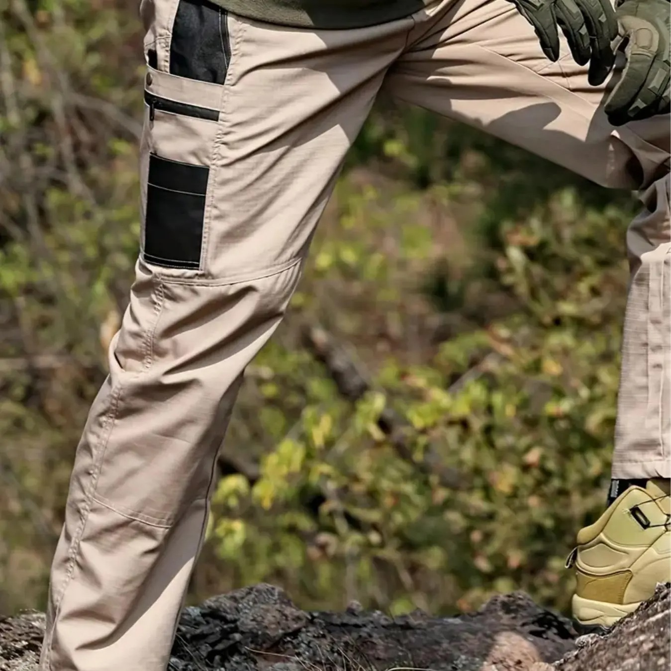 Men's Solid Color Tactical Work Pants,230g/m² new fabric，with Multiple Pockets and Zipper Closures
