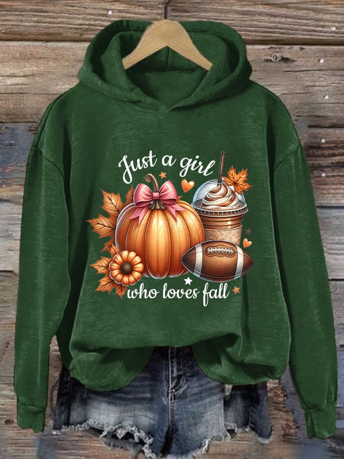 Women's Just A Girl Who Loves Fall Print Hoodie