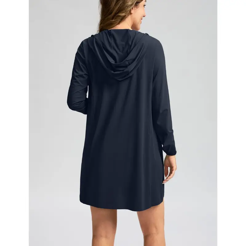 Women's UPF 50+ Crochet Bikini Cover Up Hoodie – Long SPF Beach Jacket
