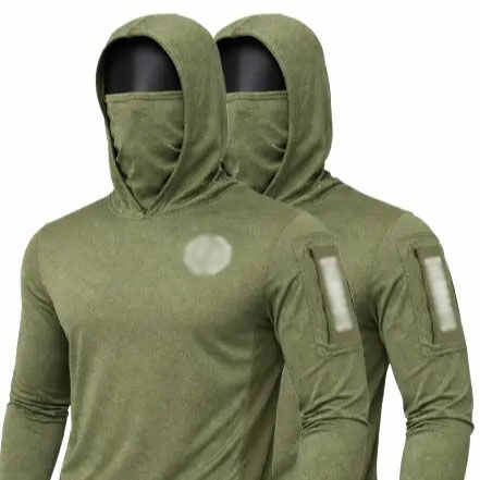 Men's UPF 50+ Sun Hoodie – Long Sleeve with Face Mask, Arm Pocket & Thumbholes, Lightweight Breathable Activewear